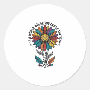Wees Aardig Regenboog Bloem Vintage Gravure Shirt_ Ronde Sticker
