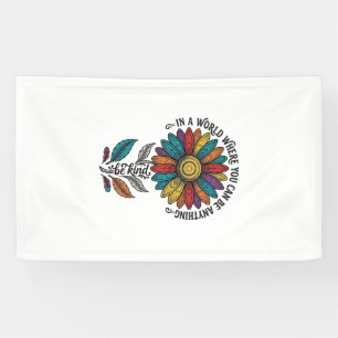 Wees Aardig Regenboog Bloem Vintage Gravure Shirt_ Spandoek