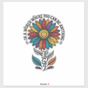 Wees Aardig Regenboog Bloem Vintage Gravure Shirt_ Sticker