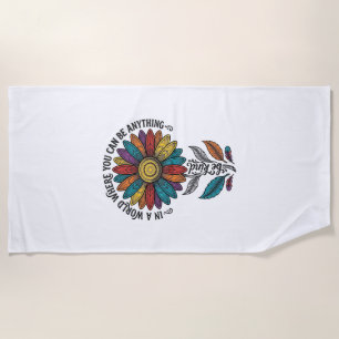 Wees Aardig Regenboog Bloem Vintage Gravure Shirt_ Strandlaken