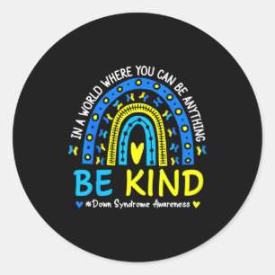 Wees aardig regenboog downsyndroom bewustzijn lera ronde sticker