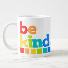 Wees aardig regenboog grafische tekst slogan harte grote koffiekop