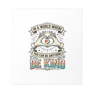 Wees Aardig Regenboog Hart Handen Vintage Shirt On Notitieblok