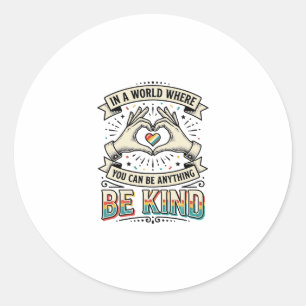 Wees Aardig Regenboog Hart Handen Vintage T-shirt  Ronde Sticker