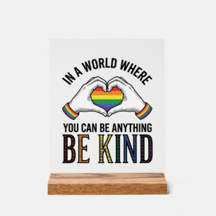 Wees Aardig Regenboog Hart Handen Vintage Vector O Acryl Bord