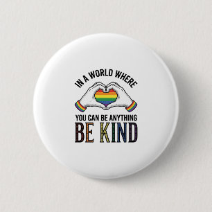 Wees Aardig Regenboog Hart Handen Vintage Vector O Ronde Button 5,7 Cm