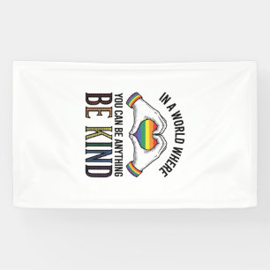Wees Aardig Regenboog Hart Handen Vintage Vector O Spandoek