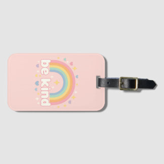 Wees aardig – Regenboog Pastel Positiviteit Bagagelabel