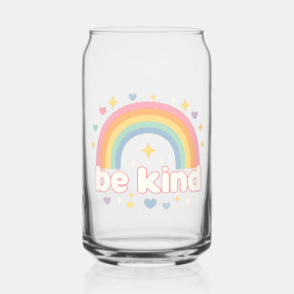 Wees aardig – Regenboog Pastel Positiviteit Blikvorm Glas