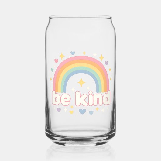 Wees aardig – Regenboog Pastel Positiviteit Blikvorm Glas (Voorkant)