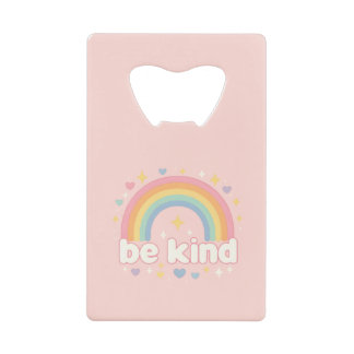 Wees aardig – Regenboog Pastel Positiviteit Creditkaart Flessenopener