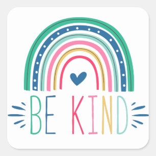Wees Aardig Regenboog Vierkante Sticker