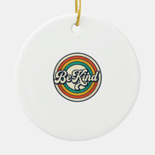 Wees Aardig Retro Regenboog Vintage Shirt Ontwerp_ Keramisch Ornament