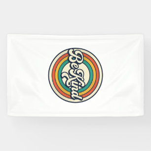 Wees aardig Retro Regenboog Vintage T-shirt ontwer Spandoek