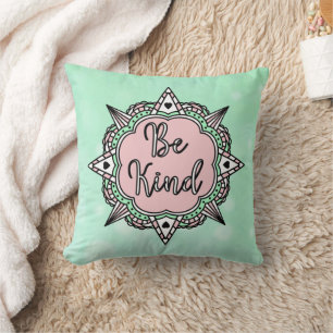 Wees aardig Roze en Mint Green Mandala Kussen