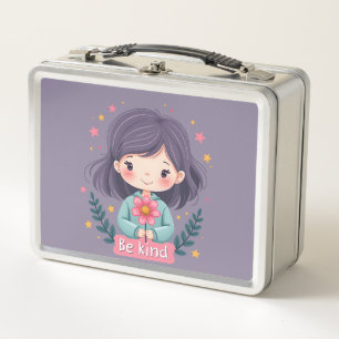 Wees Aardig Schattig Meisje met Bloem Positieve Ku
