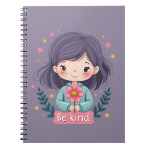 Wees Aardig Schattig Meisje met Bloem Positieve Ku Notitieboek