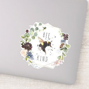 Wees aardig Schattige Hommel Waterverf Citaat Sticker