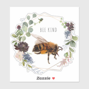 Wees aardig Schattige Hommel Waterverf Citaat Sticker