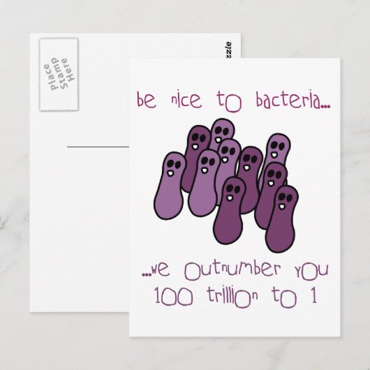 Wees aardig tegen bacteriën briefkaart (Voorkant / Achterkant)