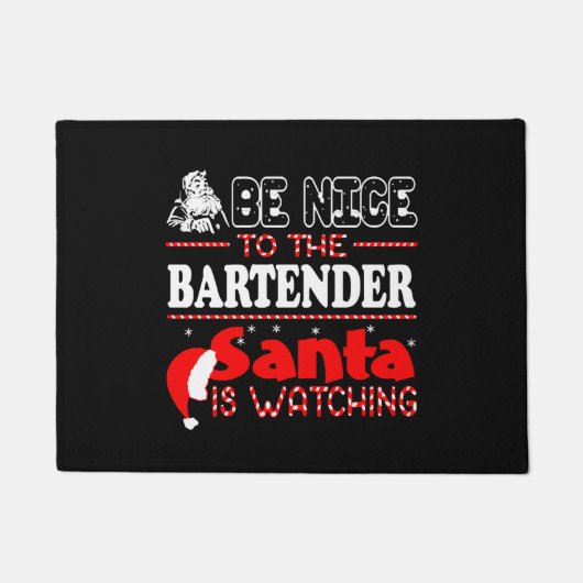 Wees aardig tegen de barman die de kerstman kijkt deurmat (Voorkant)