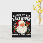Wees aardig tegen de barman die kerstman kijkt naa kaart (Gele Bloem)