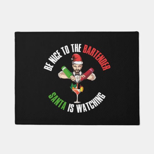 Wees aardig tegen de barman grappig kerstcadeau deurmat (Voorkant)