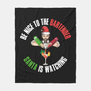 Wees aardig tegen de barman grappig kerstcadeau fleece deken