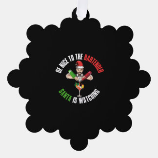 Wees aardig tegen de barman grappig kerstcadeau ornament kaart