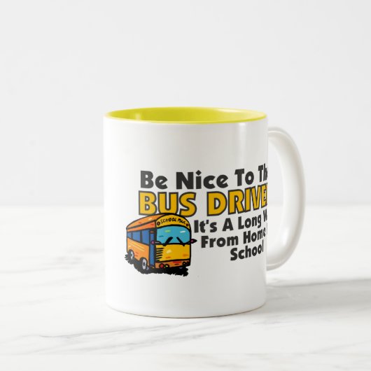 Wees aardig tegen de busbestuurdersMok Tweekleurige Koffiemok (Voorkant rechts)