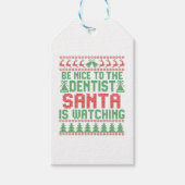 Wees aardig tegen de Dentist Santa die Kerstmis ki Cadeaulabel (Voorkant)