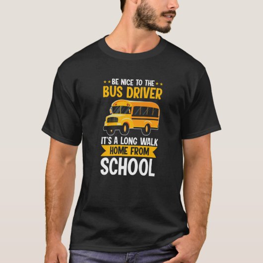Wees aardig tegen de gele schoolbus, het is een lo t-shirt (Voorkant)