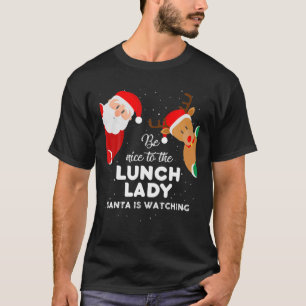 Wees aardig tegen de Lunch Lady Santa die Christus T-shirt