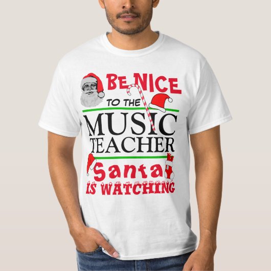 Wees aardig tegen de muziekdocent t-shirt (Voorkant)