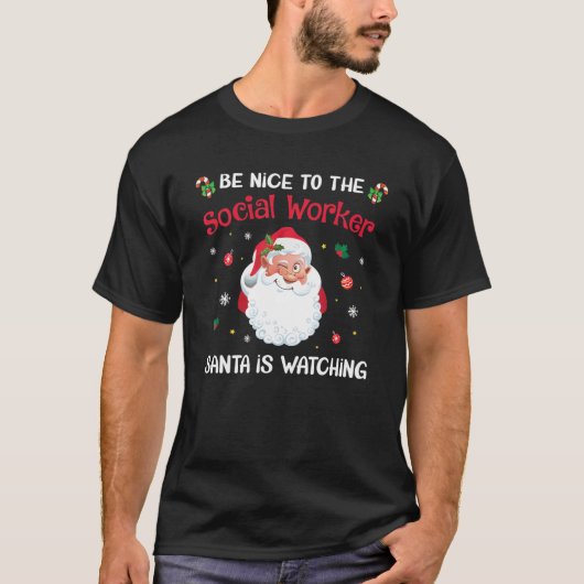 Wees aardig tegen de sociale werker die de kerstma t-shirt (Voorkant)