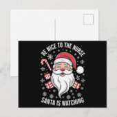 Wees aardig tegen de verpleegster die Kerstmis kij Feestdagenkaart (Voorkant / Achterkant)