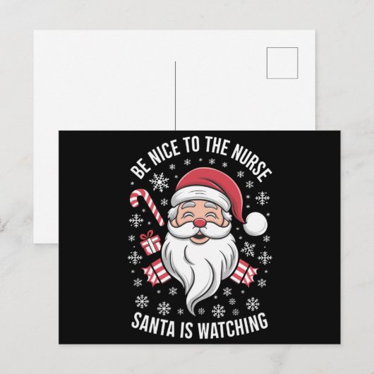 Wees aardig tegen de verpleegster die Kerstmis kij Feestdagenkaart (Voorkant / Achterkant)