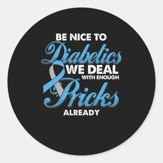 Wees aardig tegen Diabeticabetes en wees bewust Ronde Sticker (Voorkant)