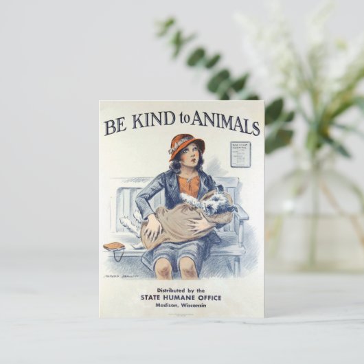 Wees aardig tegen dieren  briefkaart VS (Staand voorkant)