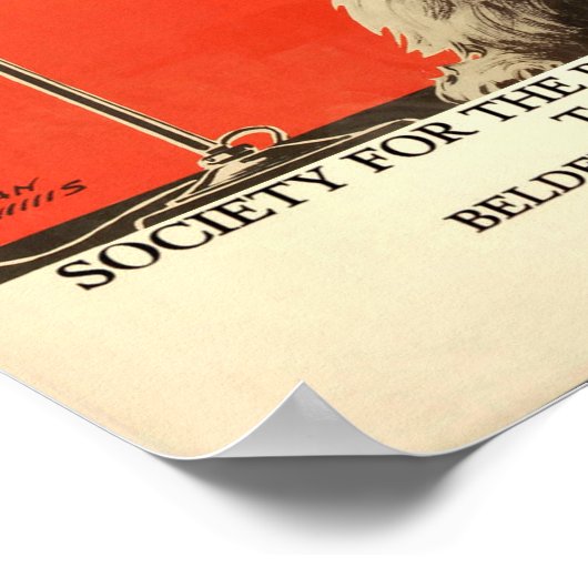 Wees aardig tegen dieren,  rode achtergrond poster (Hoek)