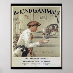 Wees aardig tegen dieren - Vintage Poster