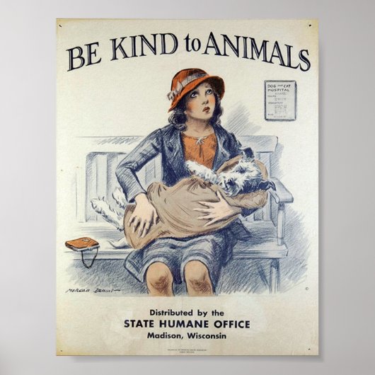 Wees aardig tegen dieren - Vintage Poster (Voorkant)