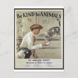 Wees aardig tegen dieren - Vintage Poster Briefkaart