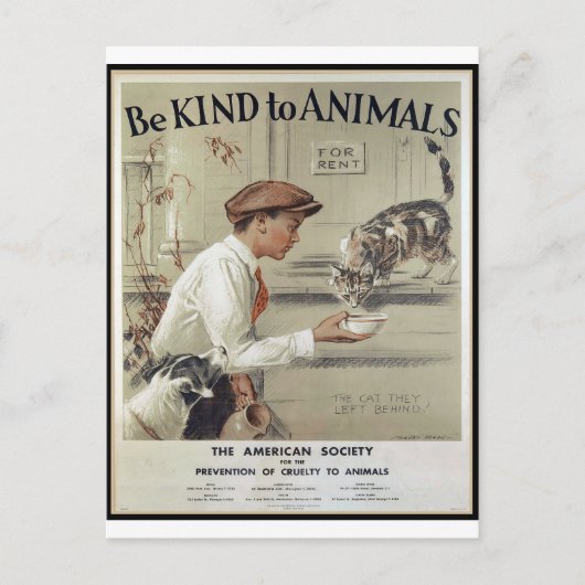 Wees aardig tegen dieren - Vintage Poster Briefkaart (Voorkant)