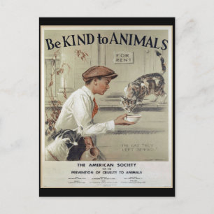 Wees aardig tegen dieren - Vintage Poster Briefkaart
