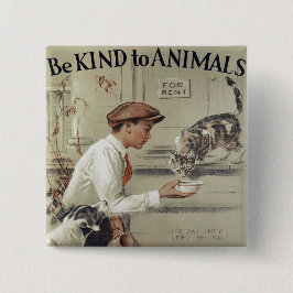 Wees aardig tegen dieren - Vintage Poster Vierkante Button 5,1 Cm
