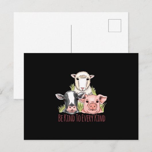 Wees aardig tegen elk soort Vegan Veganisme Briefkaart (Voorkant / Achterkant)