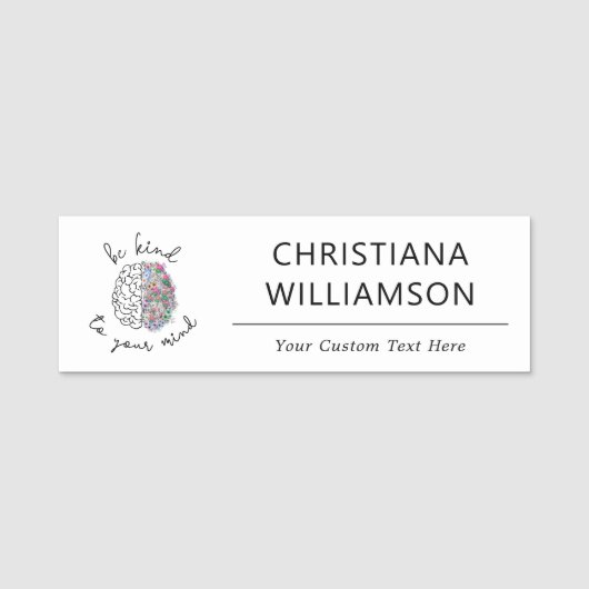 Wees aardig tegen je geest, hersenhersenhersengezo naamplaatje (Voorkant)