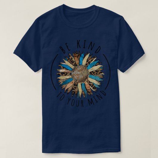 Wees aardig tegen je geest Zonnebloem Lopard Grap T-shirt (Design voorkant)