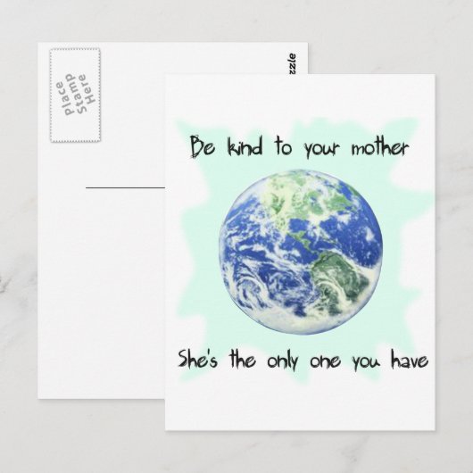 Wees aardig tegen je moeder aarde briefkaart (Voorkant / Achterkant)